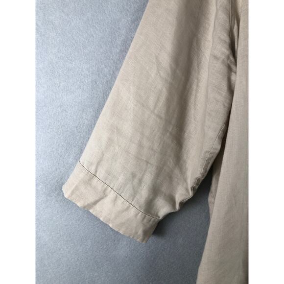 Chico's Women's Size 3 (XL/16) No-Iron Linen Button Down Tan - Picture 3 of 9